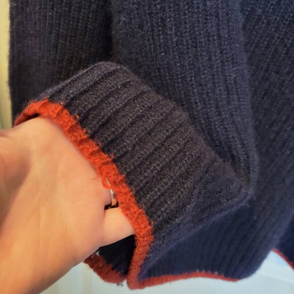 L.O.G.G. Navy Shetland Wool Quarter Zip Sweater | Vintage 90s Y2K | Men's XL - Picture 2 of 10